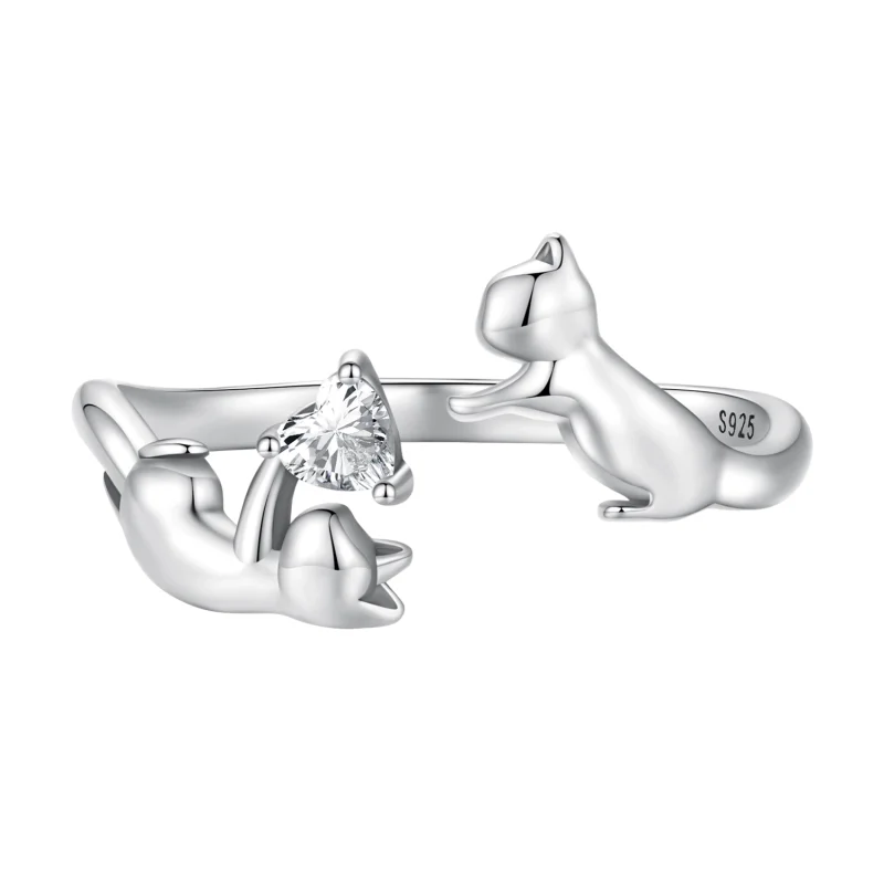 (image for) Pandora Style Playing With Cats Open Ring - SCR916 - Product Image