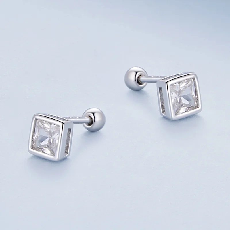 (image for) Pandora Style Princess Zirconia Studs Earrings - BSE885-L - View 3