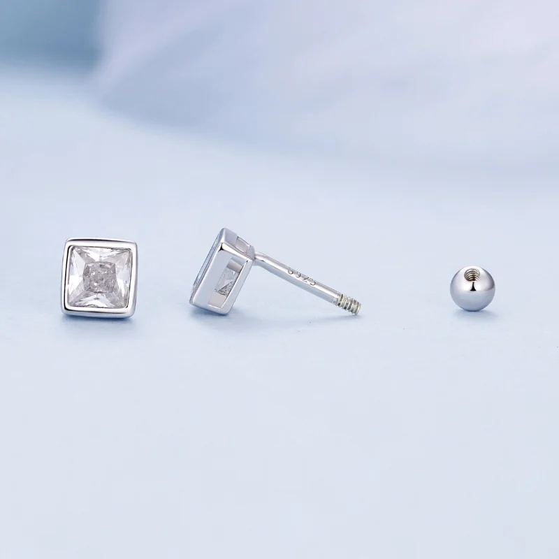 (image for) Pandora Style Princess Zirconia Studs Earrings - BSE885-L - View 4