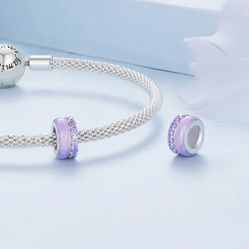 (image for) Pandora Style Purple Double Layer Silicone Spacer - BSC883-VT - View 4