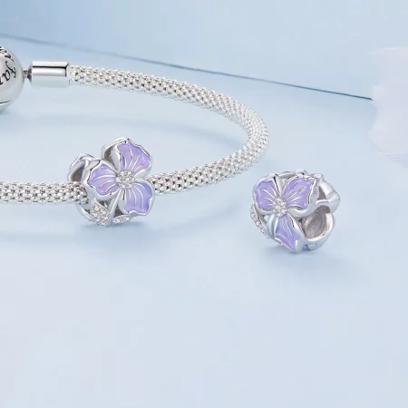 Pandora Style Purple Flower Charm - BSC890