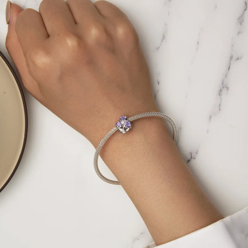 (image for) Pandora Style Purple Flower Charm - BSC890 - View 6