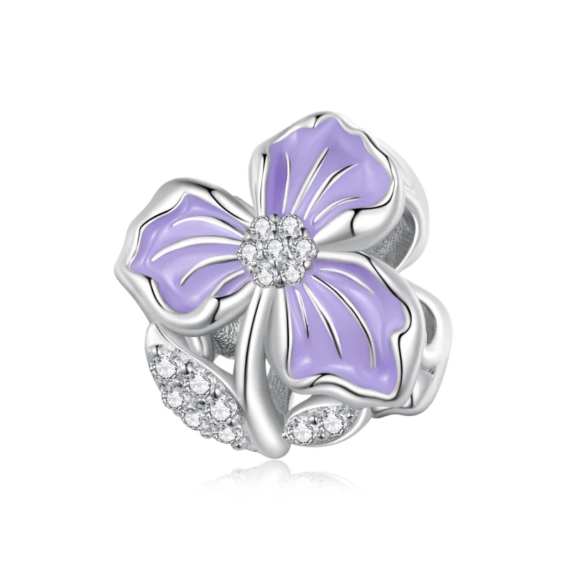 (image for) Pandora Style Purple Flower Charm - BSC890 - Product Image