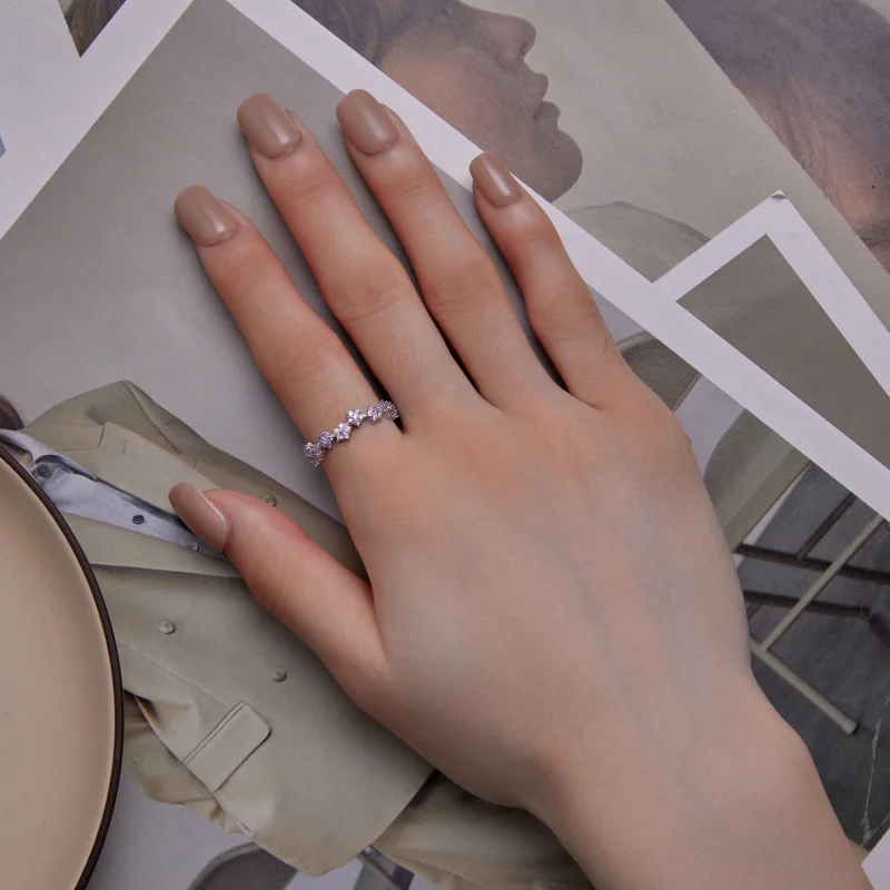 (image for) Pandora Style Purple Flower Exquisite Zircon Ring - BSR359 - View 5