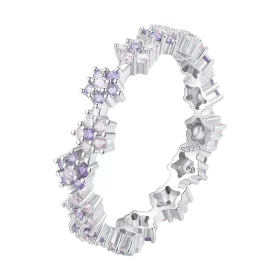 Pandora Style Purple Flower Exquisite Zircon Ring - BSR359 Pandora Style Purple Flower Exquisite Zircon Ring - BSR359