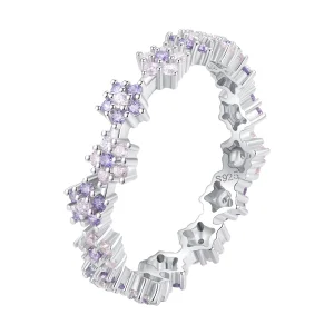 (image for) Pandora Style Purple Flower Exquisite Zircon Ring - BSR359