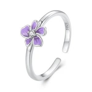 (image for) Pandora Style Purple Flower Open Ring - SCR976-E