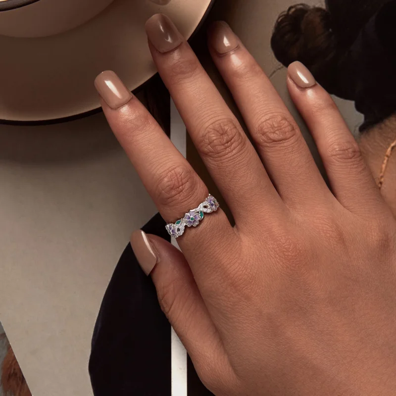 (image for) Pandora Style Purple Garland Ring - BSR492 - View 5