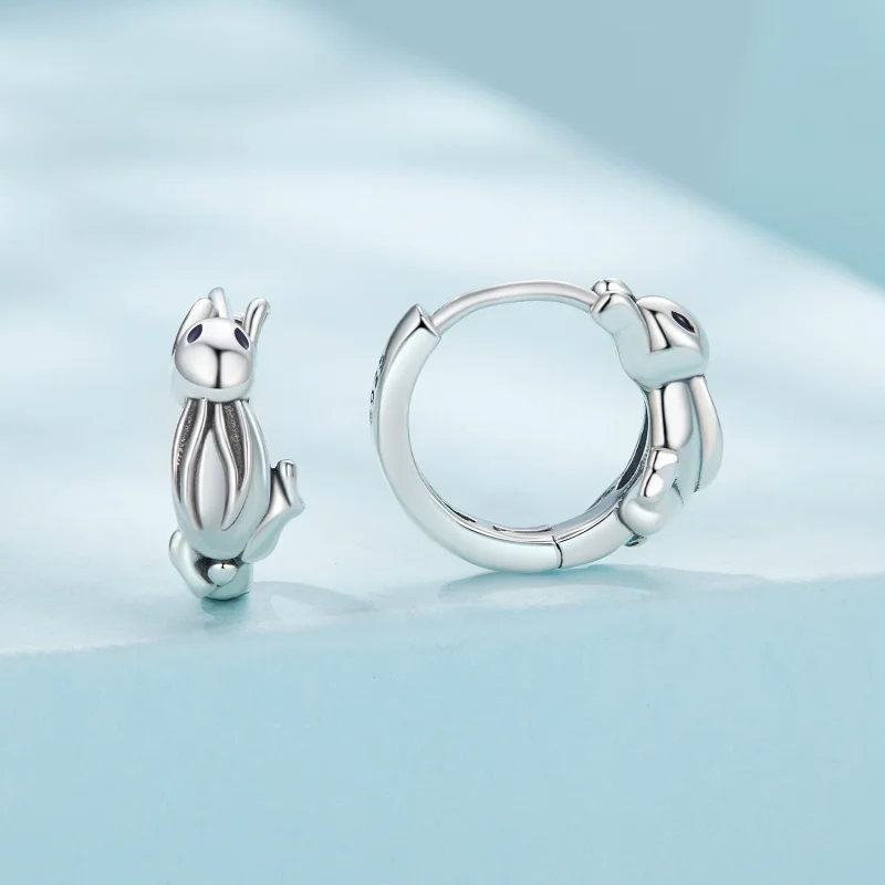 (image for) Pandora Style Rabbit Hoop Earrings - SCE1616 - View 2