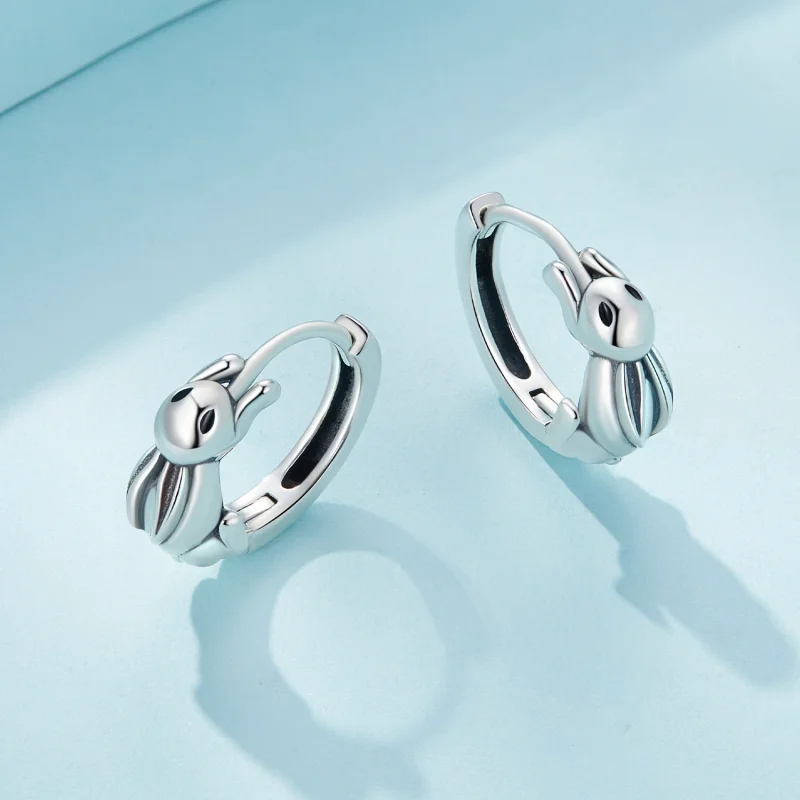 (image for) Pandora Style Rabbit Hoop Earrings - SCE1616 - View 3