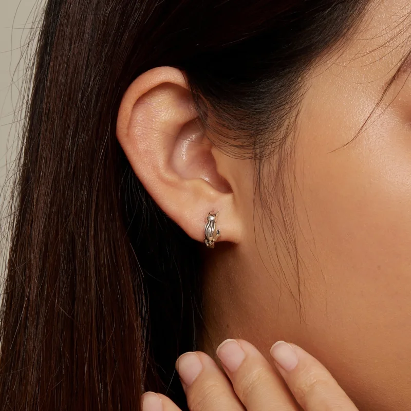 (image for) Pandora Style Rabbit Hoop Earrings - SCE1616 - View 7