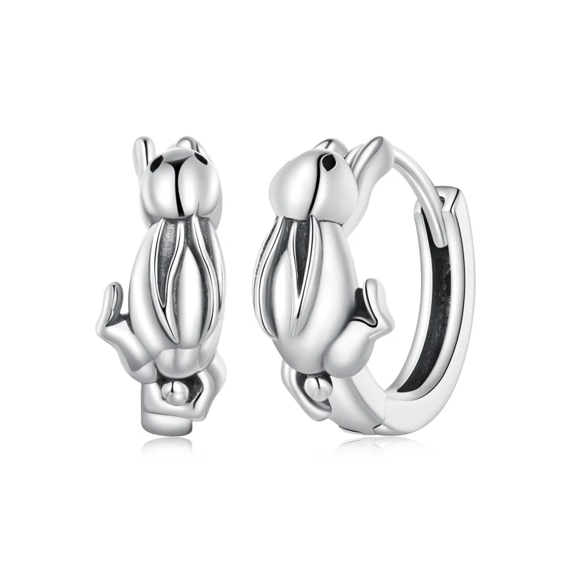 (image for) Pandora Style Rabbit Hoop Earrings - SCE1616 - Product Image