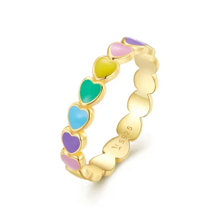 Pandora Style Rainbow Heart Ring - SCR444-B Pandora Style Rainbow Heart Ring - SCR444-B