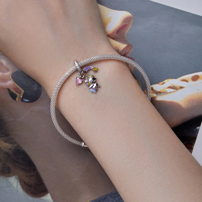 (image for) Pandora Style Rainbow Unicorn Dangle - SCC2468 - View 5