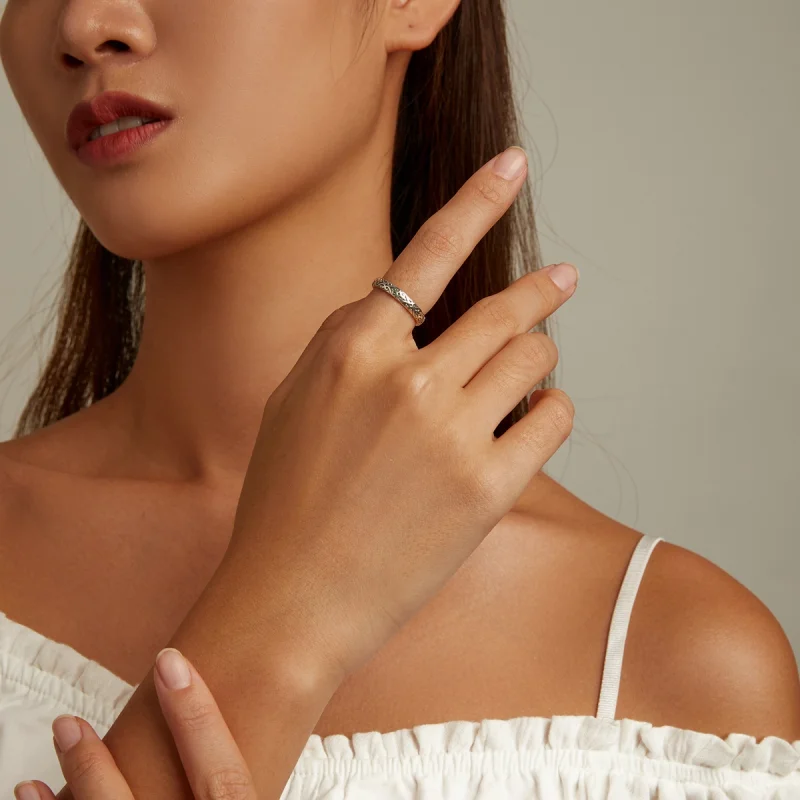 (image for) Pandora Style Retro Embossed Pattern Ring - SCR776 - View 7