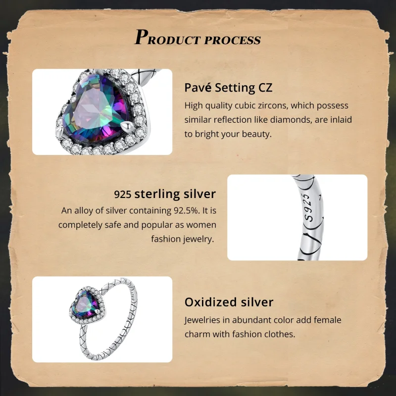 (image for) Pandora Style Retro Heart Ring - BSR481 - View 4