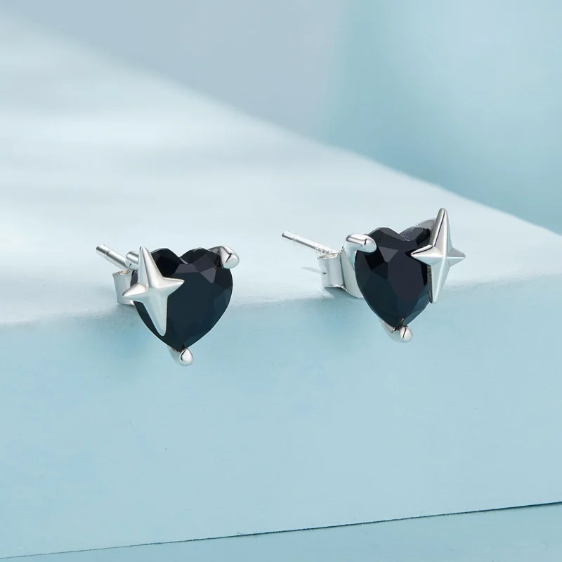 (image for) Pandora Style Retro Heart Studs Earrings - SCE1654 - View 2