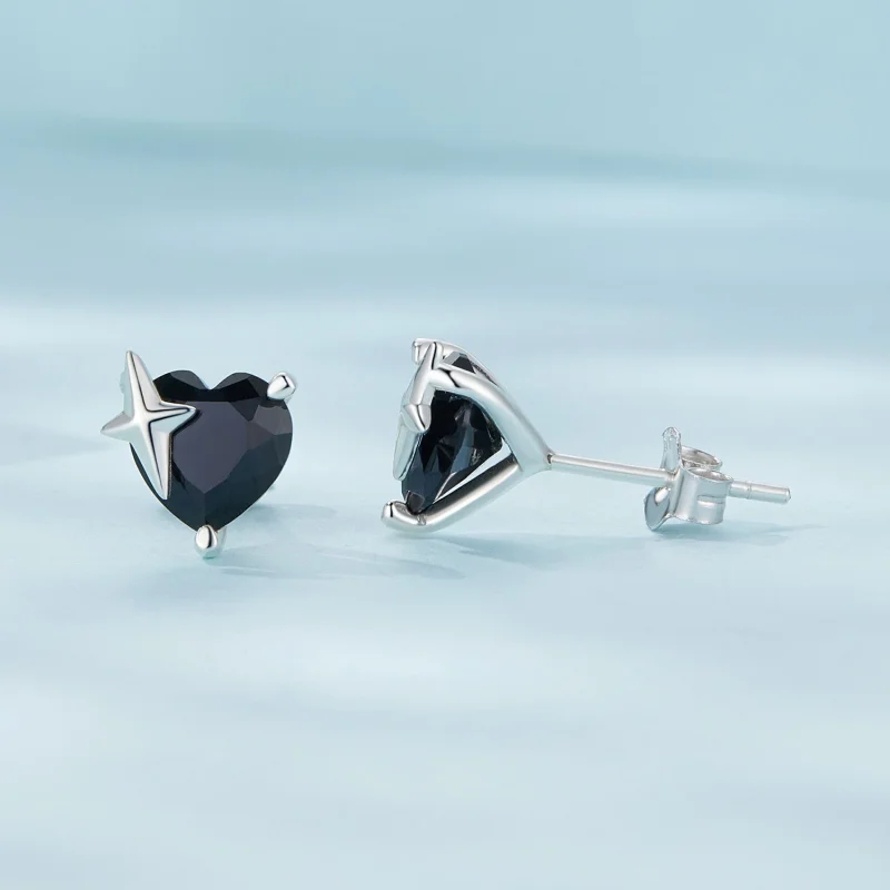 (image for) Pandora Style Retro Heart Studs Earrings - SCE1654 - View 4