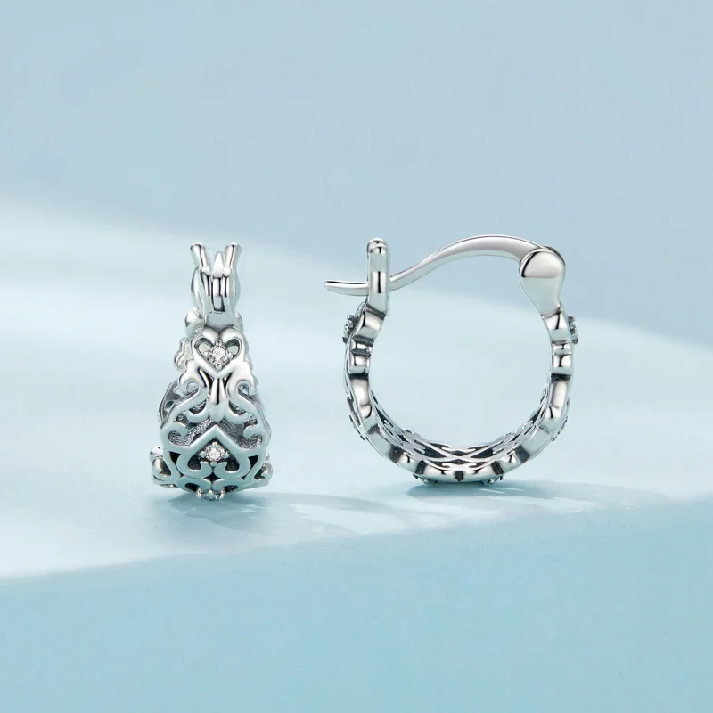 (image for) Pandora Style Retro Pattern Hoop Earrings - SCE1650 - View 2