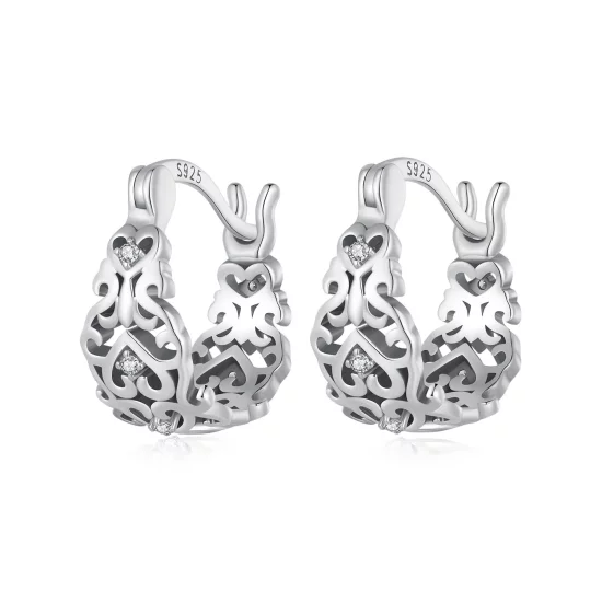 Pandora Style Retro Pattern Hoop Earrings - SCE1650