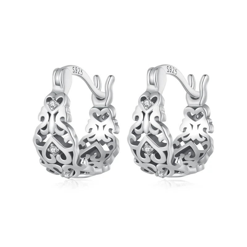 (image for) Pandora Style Retro Pattern Hoop Earrings - SCE1650 - Product Image