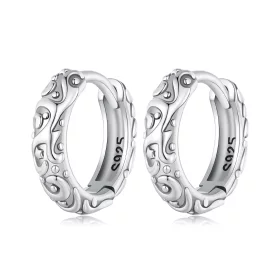 Pandora Style Retro Pattern Hoop Earrings - SCE1659 Pandora Style Retro Pattern Hoop Earrings - SCE1659