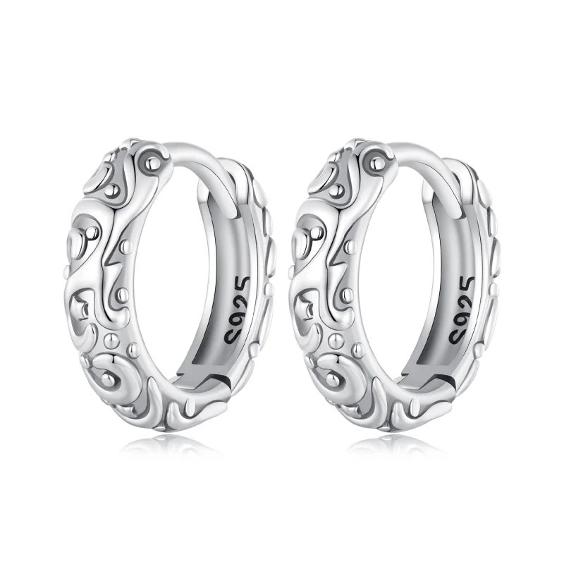 (image for) Pandora Style Retro Pattern Hoop Earrings - SCE1659 - Product Image