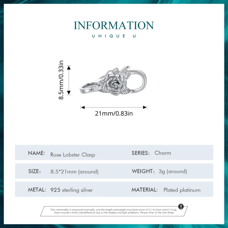 (image for) Pandora Style Rose Double Lobster Clasp - BSP024 - View 4