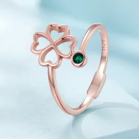 Pandora Style Rose gold four leaf clover open ring - SCR843-C Pandora Style Rose gold four leaf clover open ring - SCR843-C