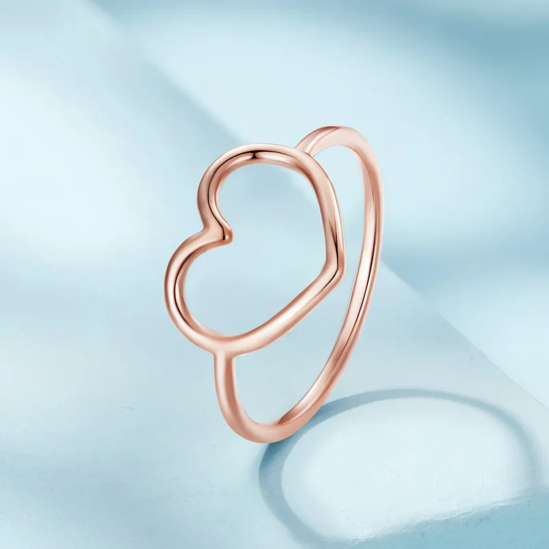 (image for) Pandora Style Rose Gold Heart Shaped Ring - SCR641-C - View 2
