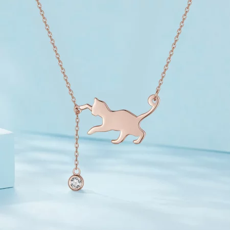 Pandora Style Rose Gold Naughty Kitten Necklace - SCN232-C