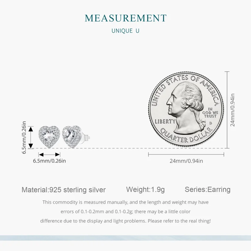 (image for) Pandora Style S925 Sterling Silver Heart Cubic Zirconia Stud Earrings with Plati - View 8