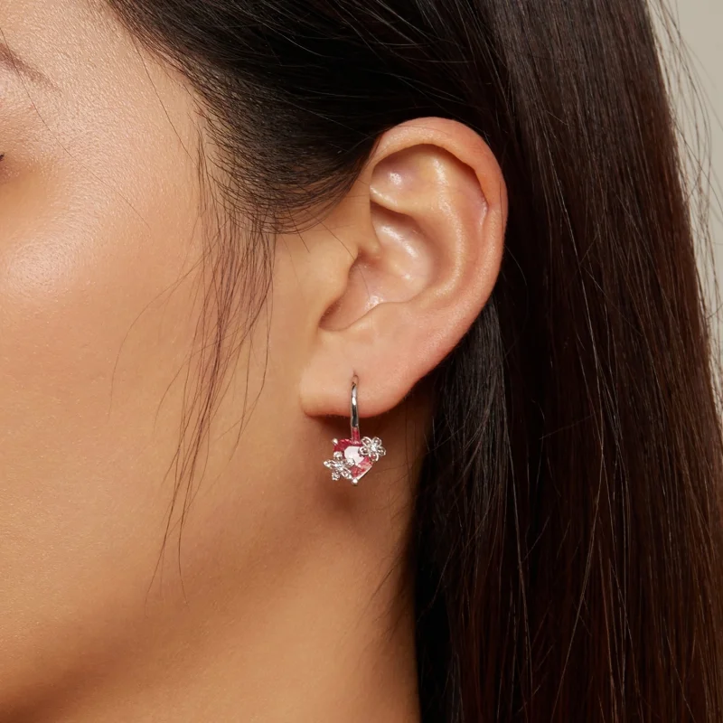 (image for) Pandora Style Sakura Hoop Earrings - BSE866 - View 6