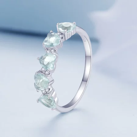 Pandora Style Sea Blue Heart Ring - BSR406