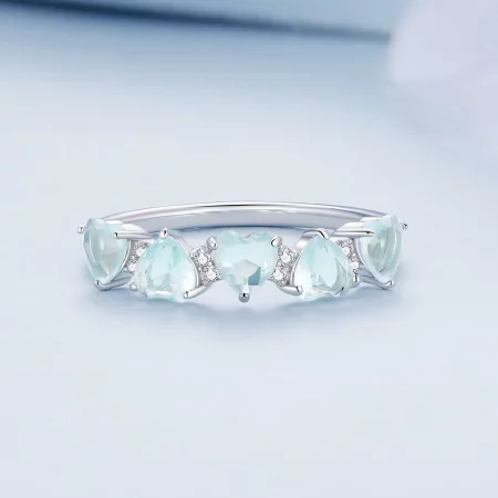 Pandora Style Sea Blue Heart Ring - BSR406