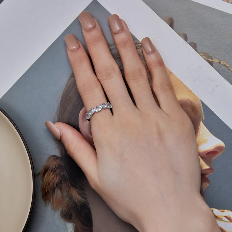 (image for) Pandora Style Sea Blue Heart Ring - BSR406 - View 6