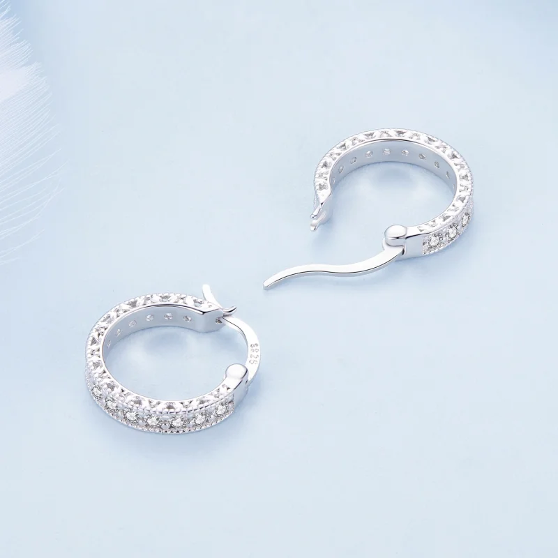 (image for) Pandora Style Shine Hoop Earrings - BSE868 - View 4