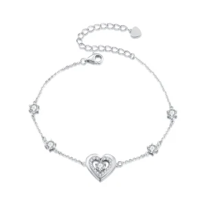 Pandora Style Shining Double Heart Chain Bracelet - BSB136 (image for) Pandora Style Shining Double Heart Chain Bracelet - BSB136