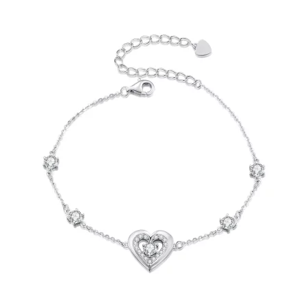Pandora Style Shining Double Heart Chain Bracelet - BSB136 Pandora Style Shining Double Heart Chain Bracelet - BSB136