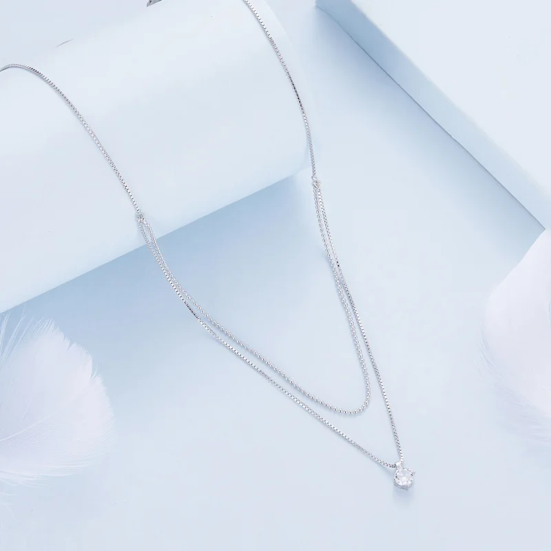 (image for) Pandora Style Shiny Double Layer Necklace - BSN358 - View 2