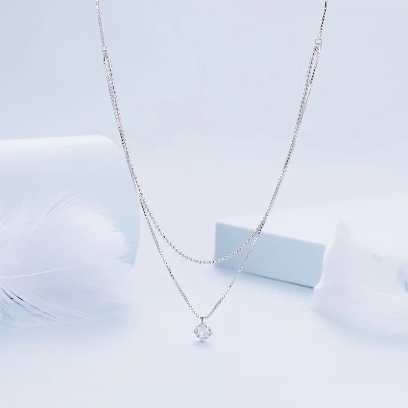 (image for) Pandora Style Shiny Double Layer Necklace - BSN358 - View 3