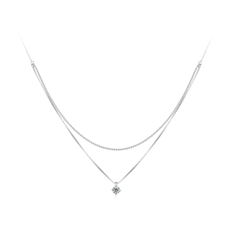 (image for) Pandora Style Shiny Double Layer Necklace - BSN358 - Product Image