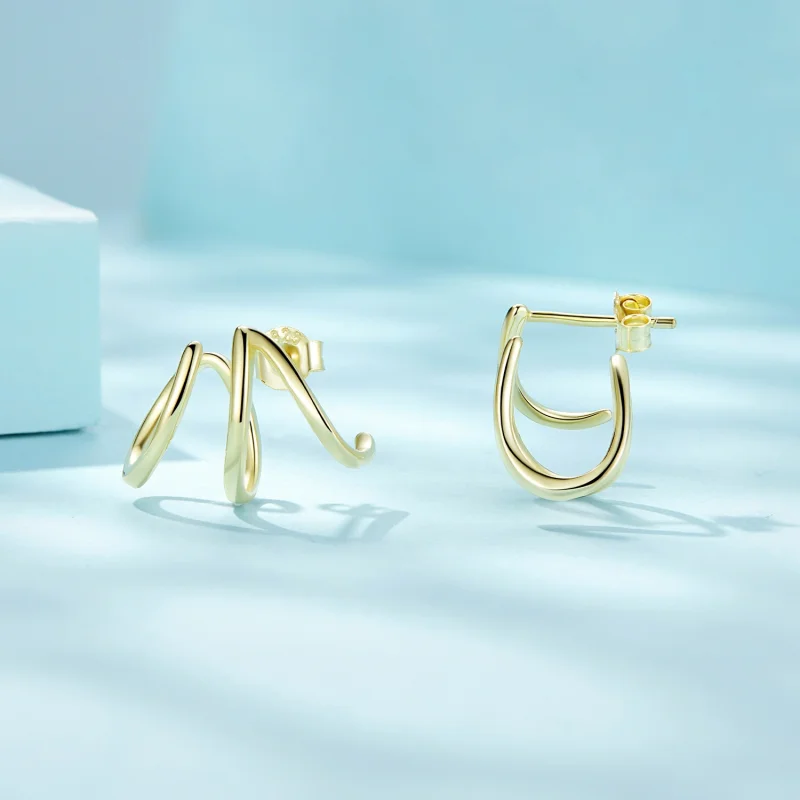 (image for) Pandora Style Simple Lines Stud Earrings - SCE986-B - View 4