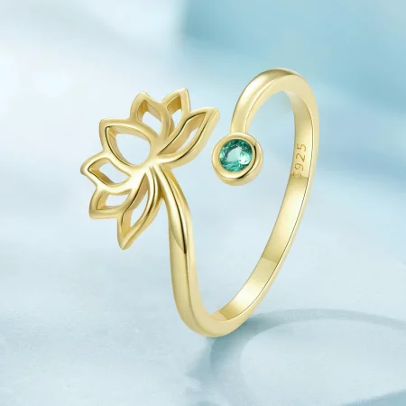 Pandora Style Simple Lotus Open Ring - SCR821-B