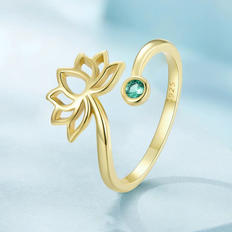 (image for) Pandora Style Simple Lotus Open Ring - SCR821-B - View 2