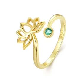 Pandora Style Simple Lotus Open Ring - SCR821-B Pandora Style Simple Lotus Open Ring - SCR821-B