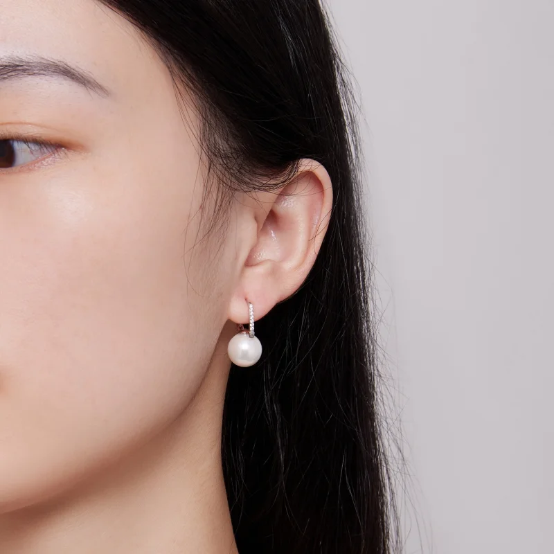 (image for) Pandora Style Simple Shell Beads Hoop Earrings - SCE1583 - View 6