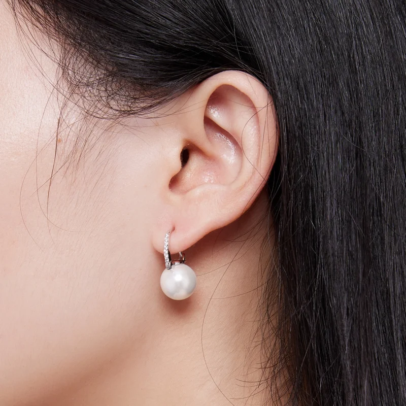 (image for) Pandora Style Simple Shell Beads Hoop Earrings - SCE1583 - View 7