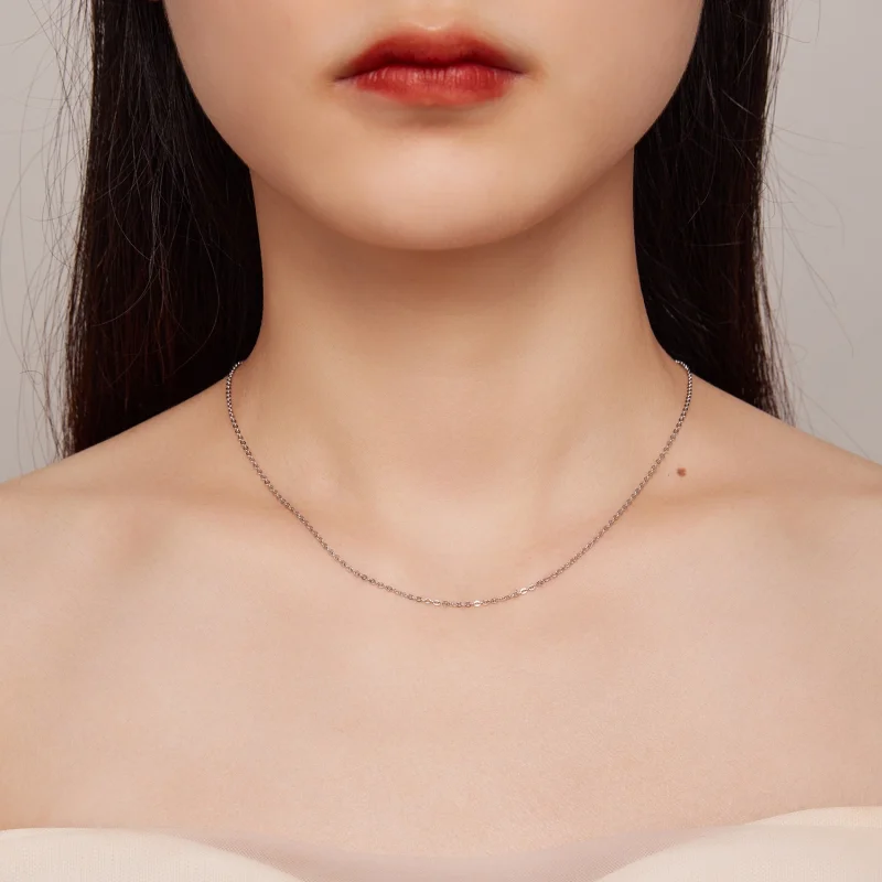 (image for) Pandora Style Simple Silver Necklace - SCA018 - View 6