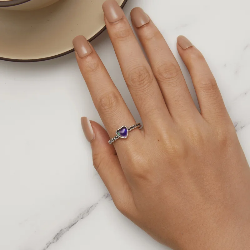 (image for) Pandora Style Simple Twist Heart-Shaped Ring - SCR956 - View 10